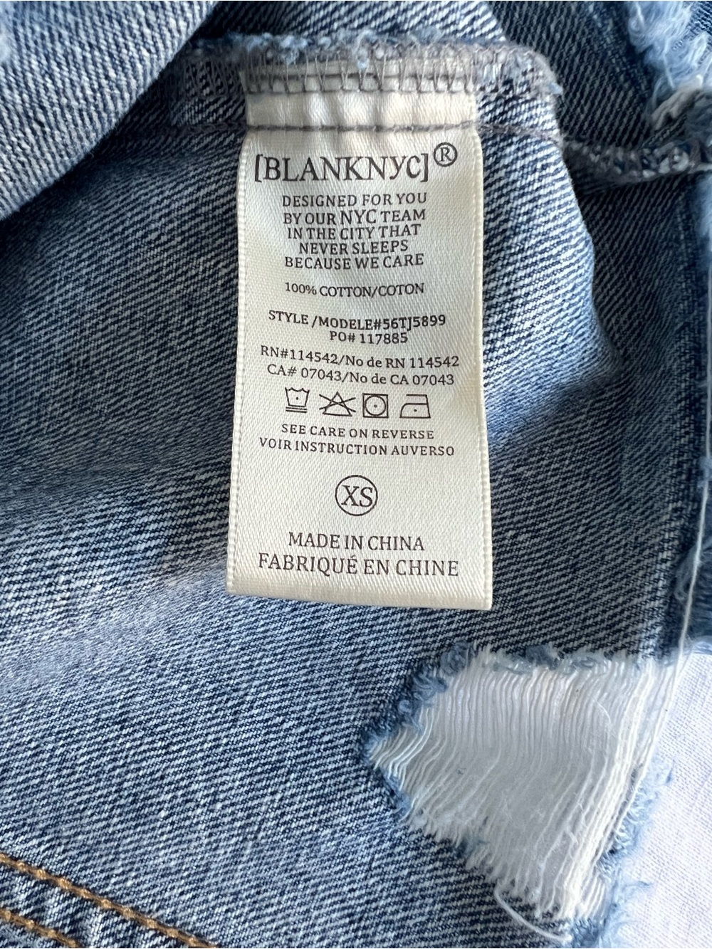 Blank NYC Distressed Denim Jacket Size XS EUC - Picture 6 of 6